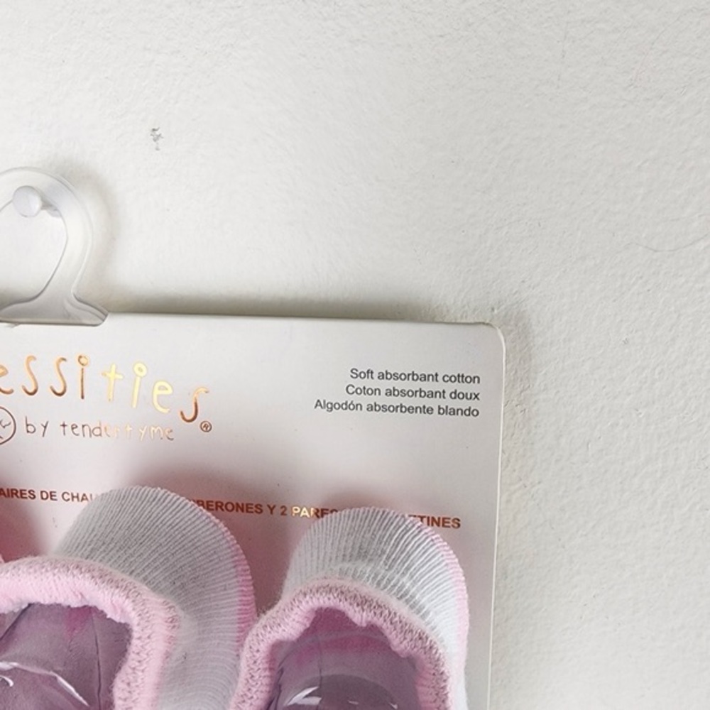 Necessities Bib And Sock Set Pink Cotton Never Used - Picture 6 of 8